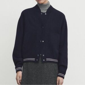 Massimo Dutti KNIT BOMBER JACKET WITH STRIPE DETAILS / Size M